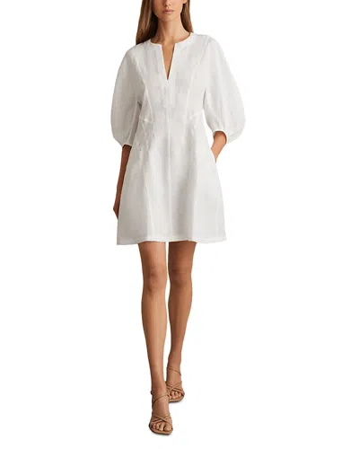 Reiss Romi Linen Balloon Sleeve Short Dress