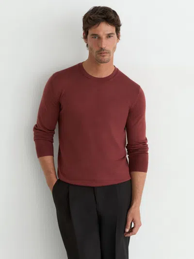 Reiss Rooibos Red Merino Wool Crew-neck Jumper In Burgundy