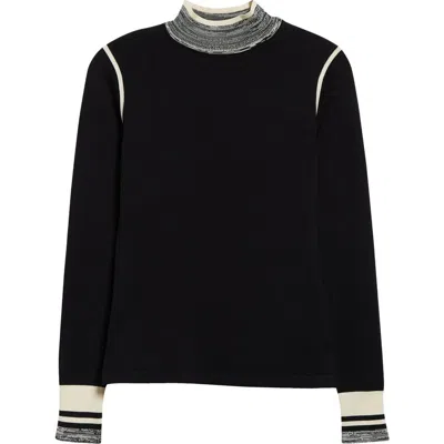 Reiss Rosa Contrast Detail Sweater In Black/cream