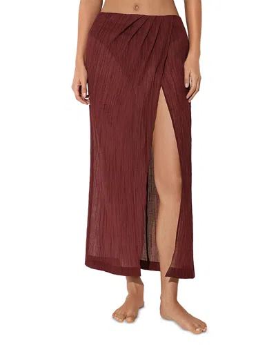 Reiss Womens Rhubarb Red Rosa Wrap-front Cotton-blend Maxi Skirt In Brown