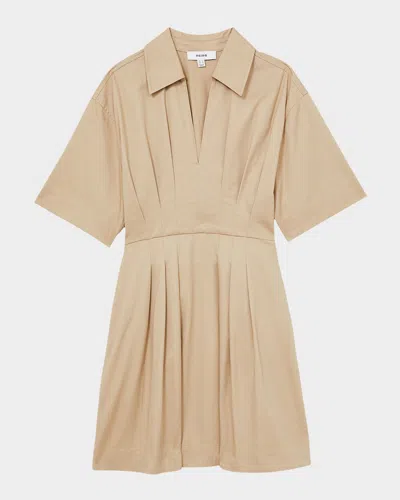 REISS ROSALIE PLEATED COTTON MINI SHIRTDRESS