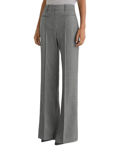 Reiss Rosaria Pleated Flare Pants In Gray