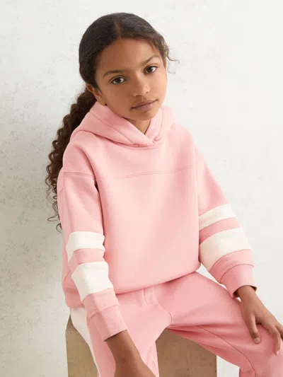 Reiss Kids' Rose Cotton-blend Joggers And Hoodie Set In Pink