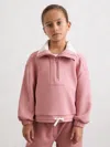 Reiss Rose Funnel-neck Interlock Zip Sweatshirt In Pink