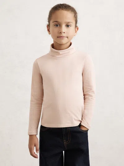 REISS REISS ROSE PINK CAREY 3-9 YRS COTTON-JERSEY ROLL-NECK TOP WITH STRETCH