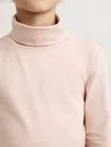 Reiss Rose Pink Cotton-jersey Roll-neck Top With Stretch In Pink