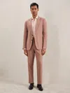 Reiss Rose Pink Kin Single-breasted Linen Suit Blazer Slim Fit In Neutral