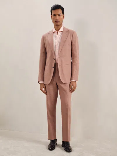 Reiss Rose Pink Kin Single-breasted Linen Suit Blazer Slim Fit In Neutral