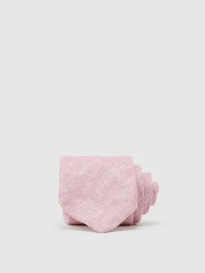 Reiss Rose Pink Luciano Linen Woven Tie