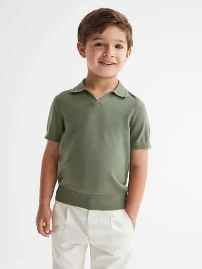 Reiss Rosemary Merino Wool Open Collar Polo Shirt