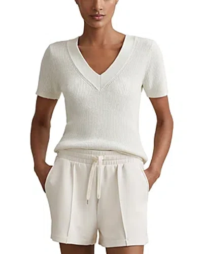 Reiss Rosie Knit V Neck Sweater In Ivory