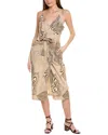 Reiss Rosie Linen-blend Midi Dress In Brown