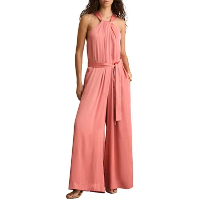 Reiss Rosin Tie Waist Sleeveless Wide Leg Jumpsuit In Pink