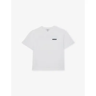 Reiss Kids' White Ross Logo Crew-neck Cotton-jersey T-shirt 3-9