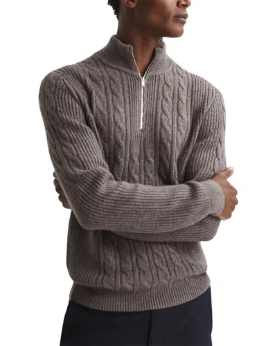Reiss Rosso Cashmere & Wool-blend 1/2-zip Funnel Sweater In Grey
