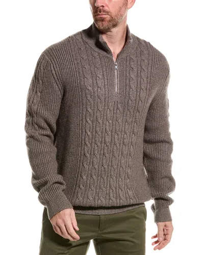 Reiss Rosso Cashmere & Wool-blend 1/2-zip Funnel Sweater In Brown