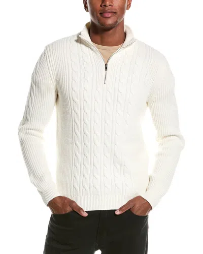 Reiss Rosso Wool-blend Zip Neck Cable Sweater In White
