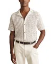Reiss Roulette Cuban Button Through Textured Shirt In Natural