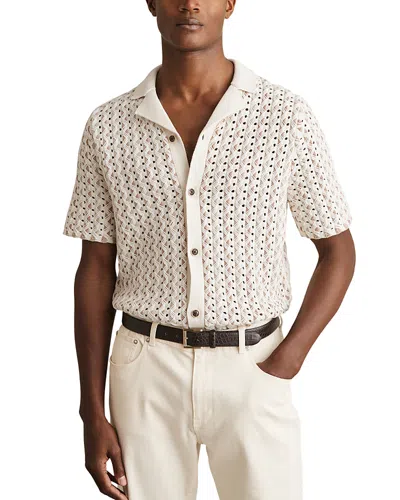 Reiss Roulette Cuban Button Through Textured Shirt In Natural