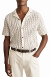 Reiss Roulette Cuban Button Through Textured Shirt In Natural