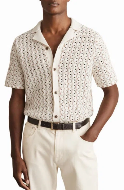 REISS REISS ROULETTE OPEN KNIT CAMP SHIRT