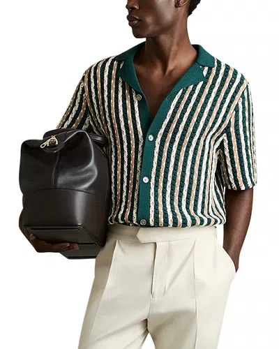 Reiss Roulette Short Sleeve Textured Sweater In Green