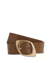 Reiss Taupe Leather Curved-edge Buckle Belt In Taupe