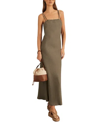 Reiss Roxanne Linen Slip Dress In Green