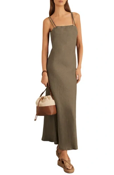 Reiss Roxanne Linen Sundress In Khaki