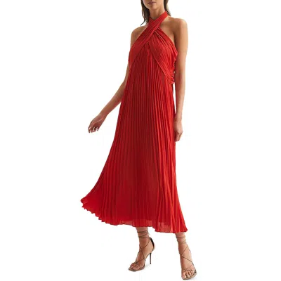 Reiss Roya Womens Halter Shutter Pleat Cocktail And Party Dress In Red