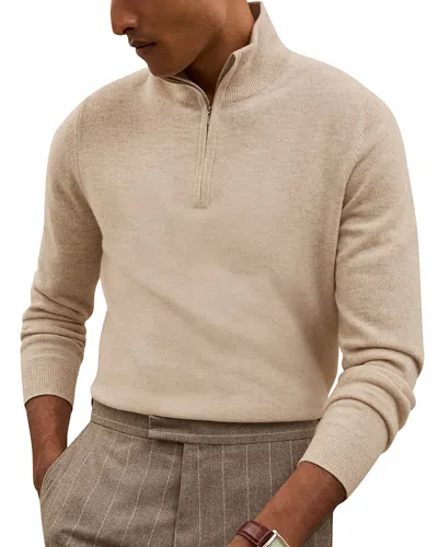 Reiss Royal Cashmere Half Zip Sweater In Neutral