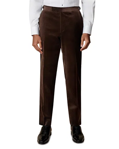 Reiss Royale Velvet Formal Trousers In Brown