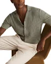 Reiss Royce Short Sleeve Cuban Hexagon Pointelle Shirt In Sage Green