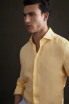 Reiss Ruban - Lemon Linen Button-through Shirt, Uk 2x-large