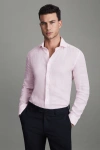 Reiss Soft Pink Fine Stripe Linen Button-through Shirt