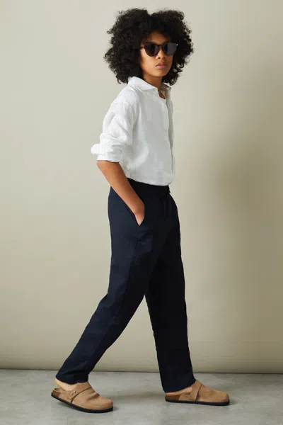 Reiss Kids' Ruban - White Linen Cutaway Collar Shirt, Age 3-4 Years