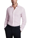 Reiss Soft Pink Fine Stripe Linen Button-through Shirt In Soft Pink