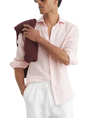 Reiss Ruban Long Sleeve Linen Shirt In Pink