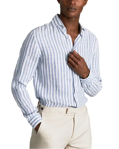 Reiss Ruban Linen Shirt Top In Blue
