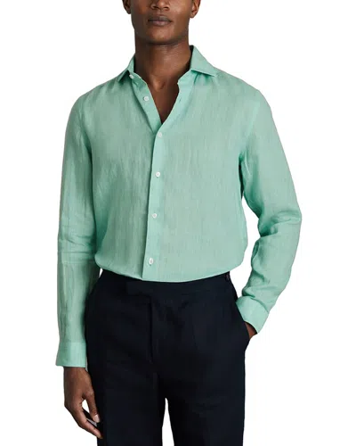 Reiss Ruban Linen Shirt Top In Green
