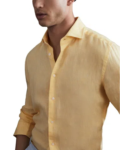 Reiss Ruban Linen Shirt Top In Orange