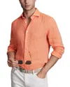 Reiss Peach Linen Button-through Shirt In Red
