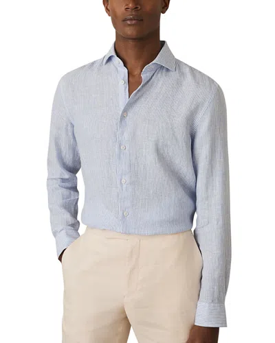 Reiss Ruban Long Sleeve Button Front Linen Shirt In Multi