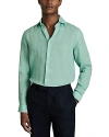 Reiss Ruban Long Sleeve Button Front Linen Shirt In Bermuda