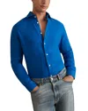 Reiss Ruban Long Sleeve Button Front Linen Shirt In Bright Blue