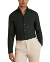 Reiss Ruban Long Sleeve Button Front Linen Shirt In Dark Hunting Green