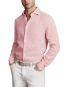 Reiss Ruban Long Sleeve Button Front Linen Shirt In Pink