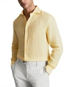 Reiss Ruban Long Sleeve Button Front Linen Shirt In Melon