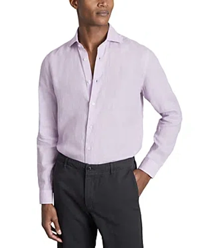 Reiss Ruban Long Sleeve Button Front Linen Shirt In Orchid