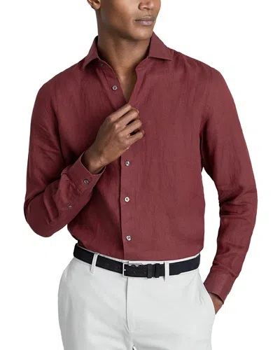 Reiss Pecan Brown Ruban Linen Button-through Shirt In Pecan Brown
